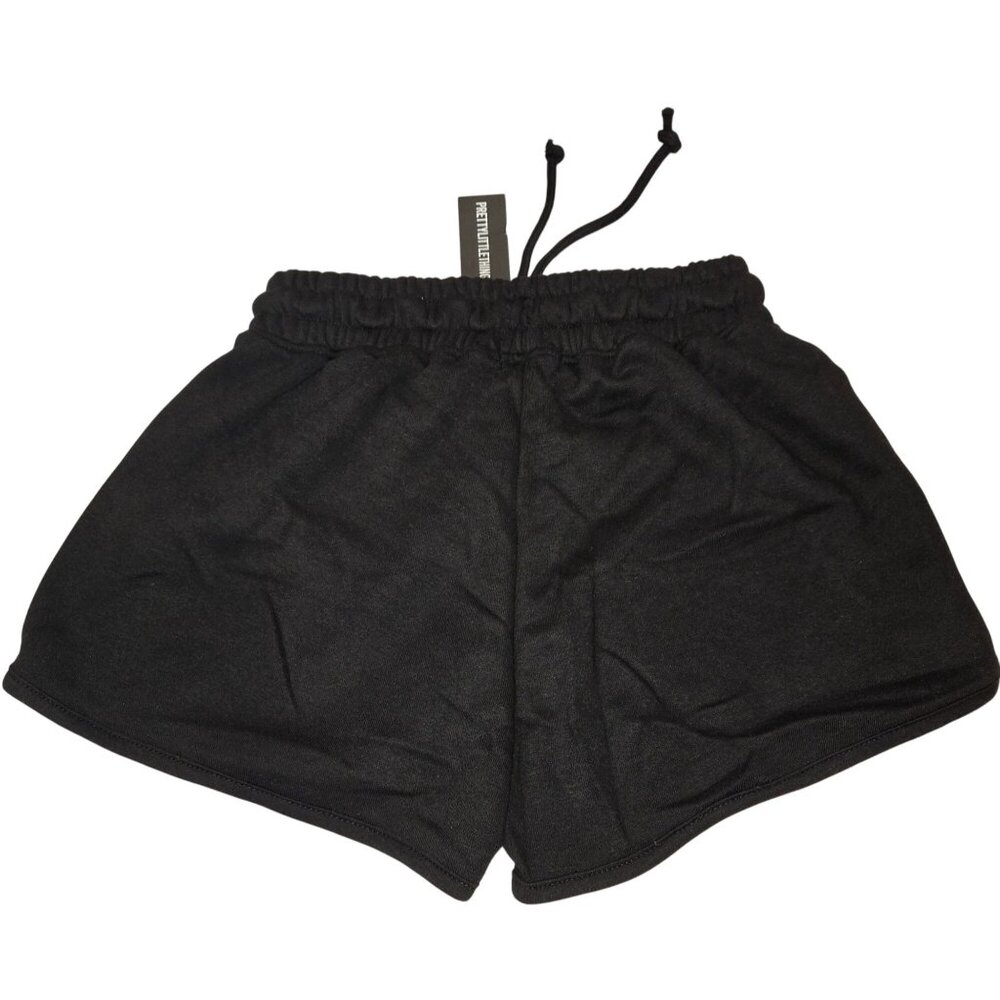 PrettyLittleThing Black High Waist Runner Shorts XS Cotton Blend Comfy - Picture 7 of 8